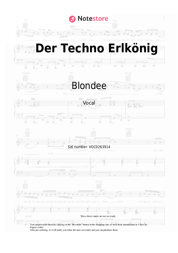 Der Techno Erlkönig - Blondee Vocal Sheet Music - Vocal