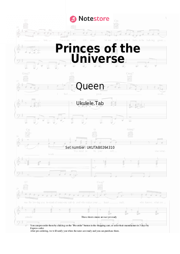 Princes of the Universe - Queen Sheet Music - Ukulele.Tab