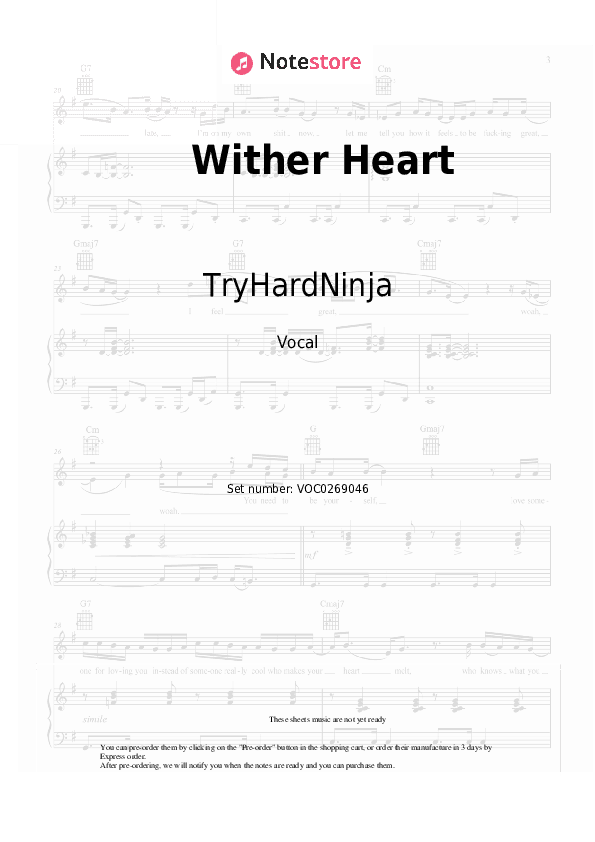 Wither Heart - TryHardNinja Vocal Sheet Music - Vocal