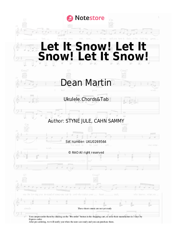 Let It Snow! Let It Snow! Let It Snow! - Dean Martin Ukulele Sheet Music - Ukulele.Chords&Tab