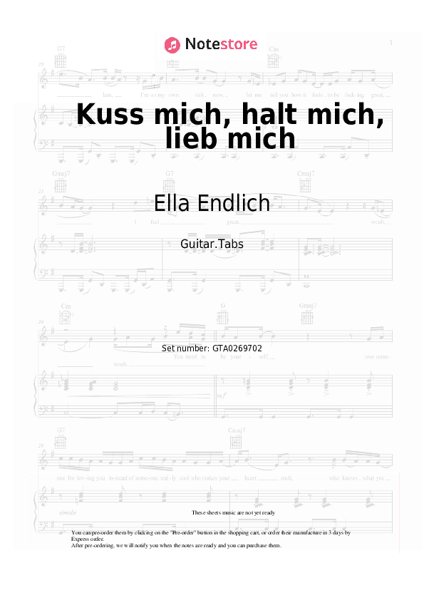 Kuss mich, halt mich, lieb mich - Ella Endlich Tabs - Guitar.Tabs