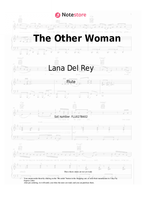 The Other Woman - Lana Del Rey Flute Sheet Music - Flute