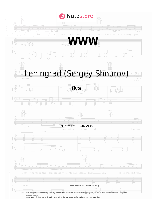 WWW - Leningrad (Sergey Shnurov) Flute Sheet Music - Flute