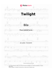 Sheet music, chords Bôa - Twilight