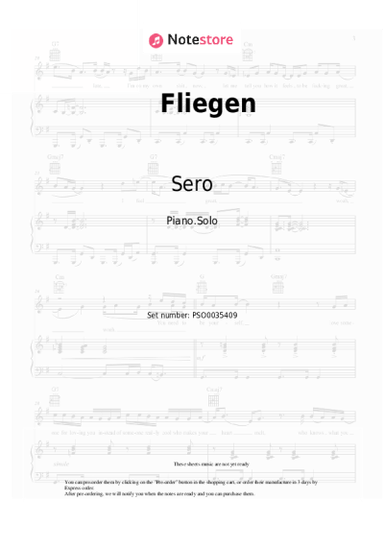 Sheet music, chords Sero, Almila Bagriacik - Fliegen
