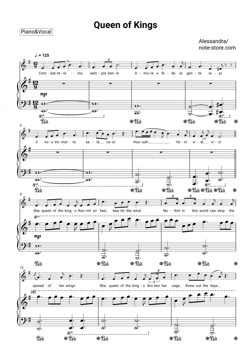 alessandra-queen-of-kings-sheet-music-for-piano-with-letters-download