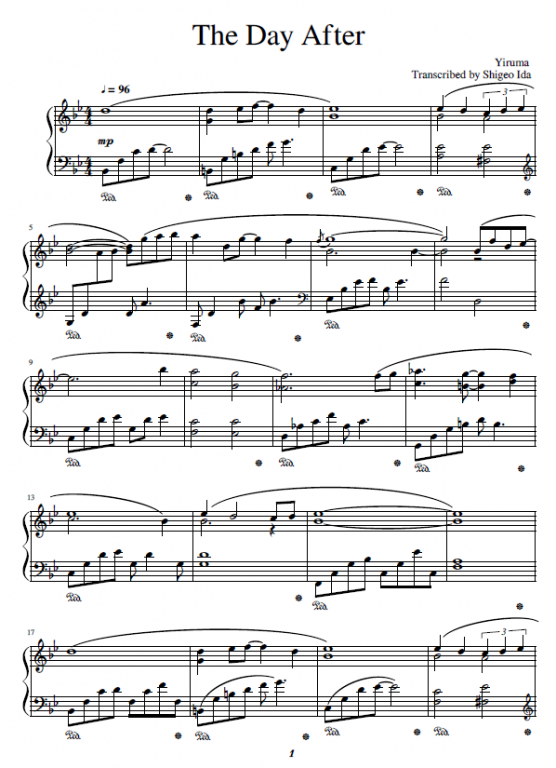 Yiruma - The Day After piano sheet music