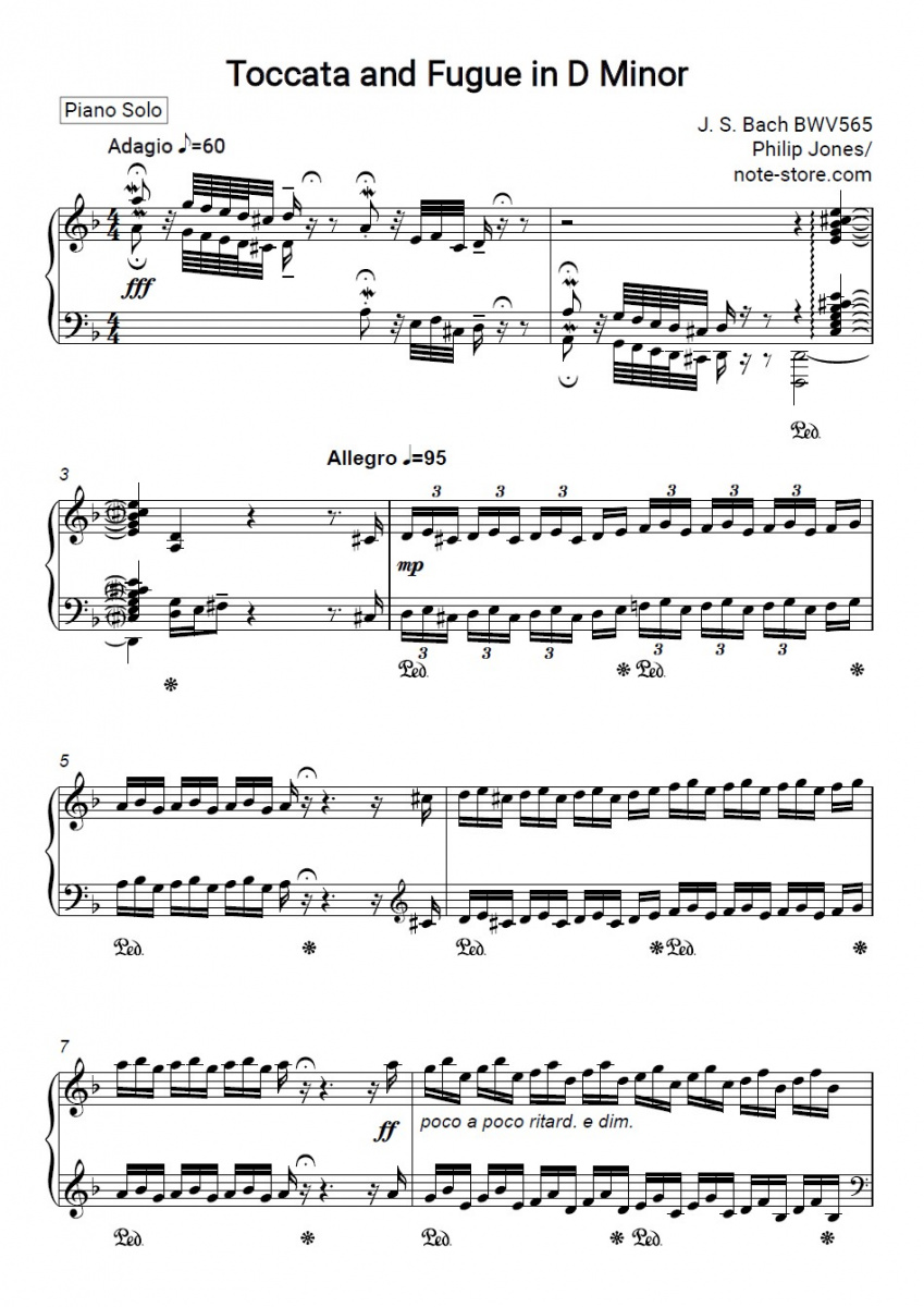 Johann Sebastian Bach - Toccata and Fugue in D Minor (BWV 565) piano sheet music