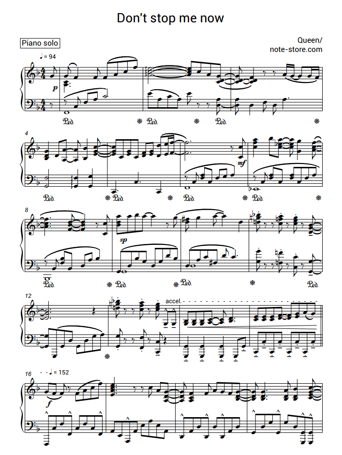 Queen - Don't Stop Me Now (with Long-Lost Guitars) sheet music for