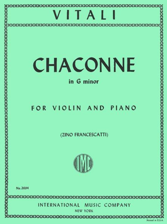 Sheet music cover image for Tomaso Antonio Vitali’s Chaconne in G minor for piano.