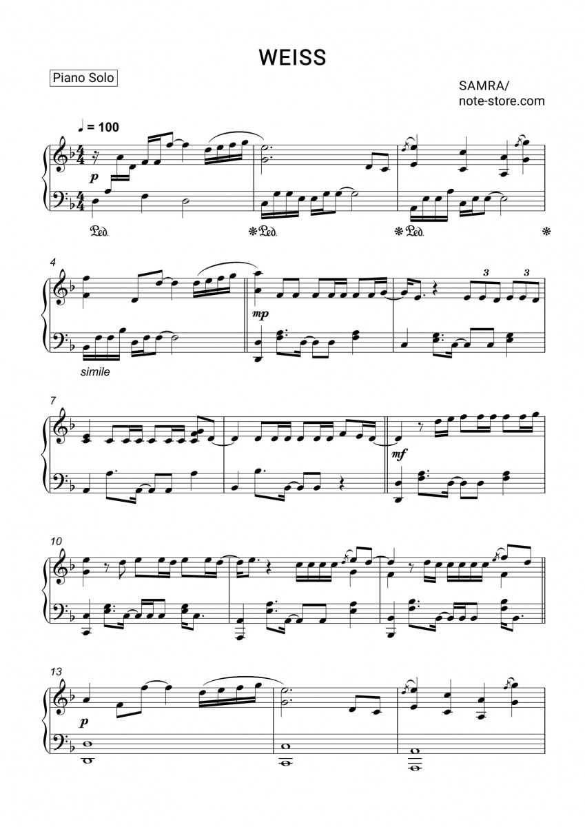 Samra - Weiss piano sheet music