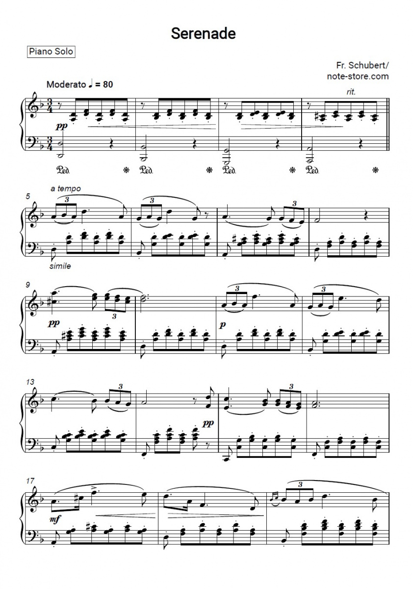 Franz Schubert - Ständchen (Der Schwanengesang, D 957) piano sheet music