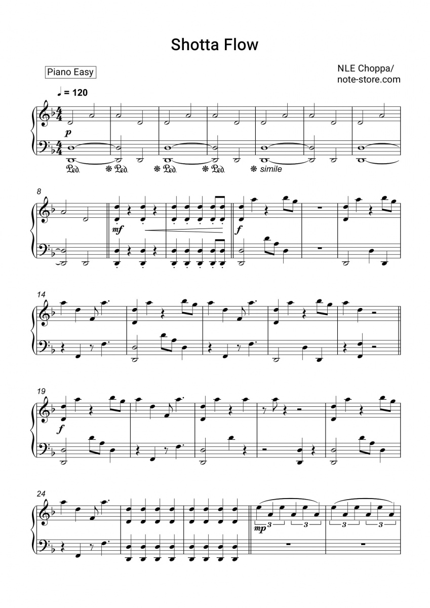 Nle Choppa Shotta Flow Sheet Music For Piano Download Piano Easy Sku Pea0011607 At Note Store Com - roblox piano sheets demons copy and paste