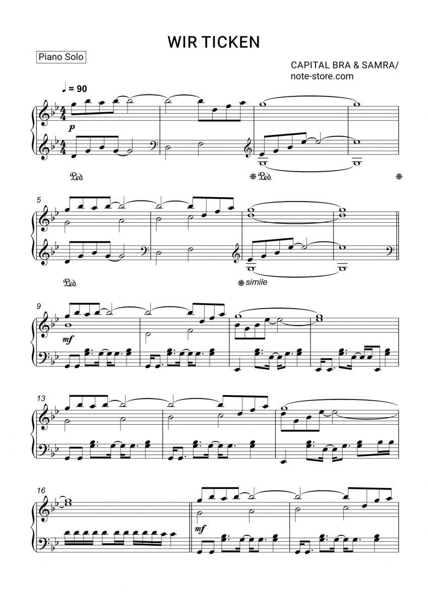 Capital Bra, Samra - Wir ticken piano sheet music