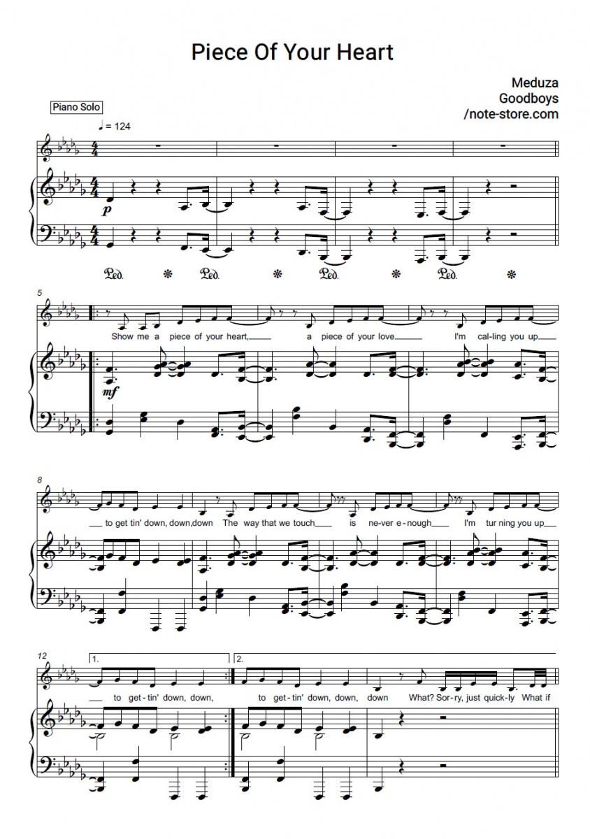 Piece of your heart Sheet music for Piano (Solo) Easy