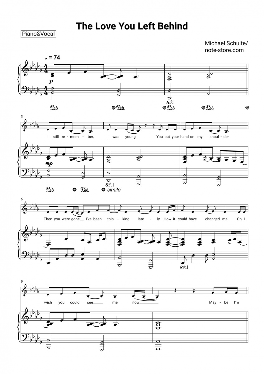 Michael Schulte - The Love You Left Behind piano sheet music