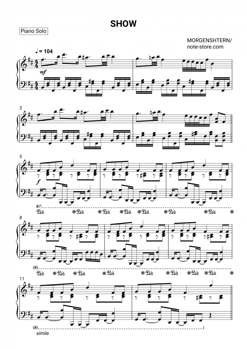 Morgenshtern - SHOW piano sheet music