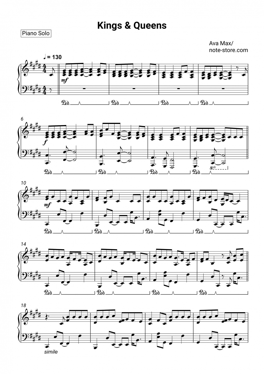 😈 Ava Max — Call Me Tonight Sheet music for Piano (Solo)