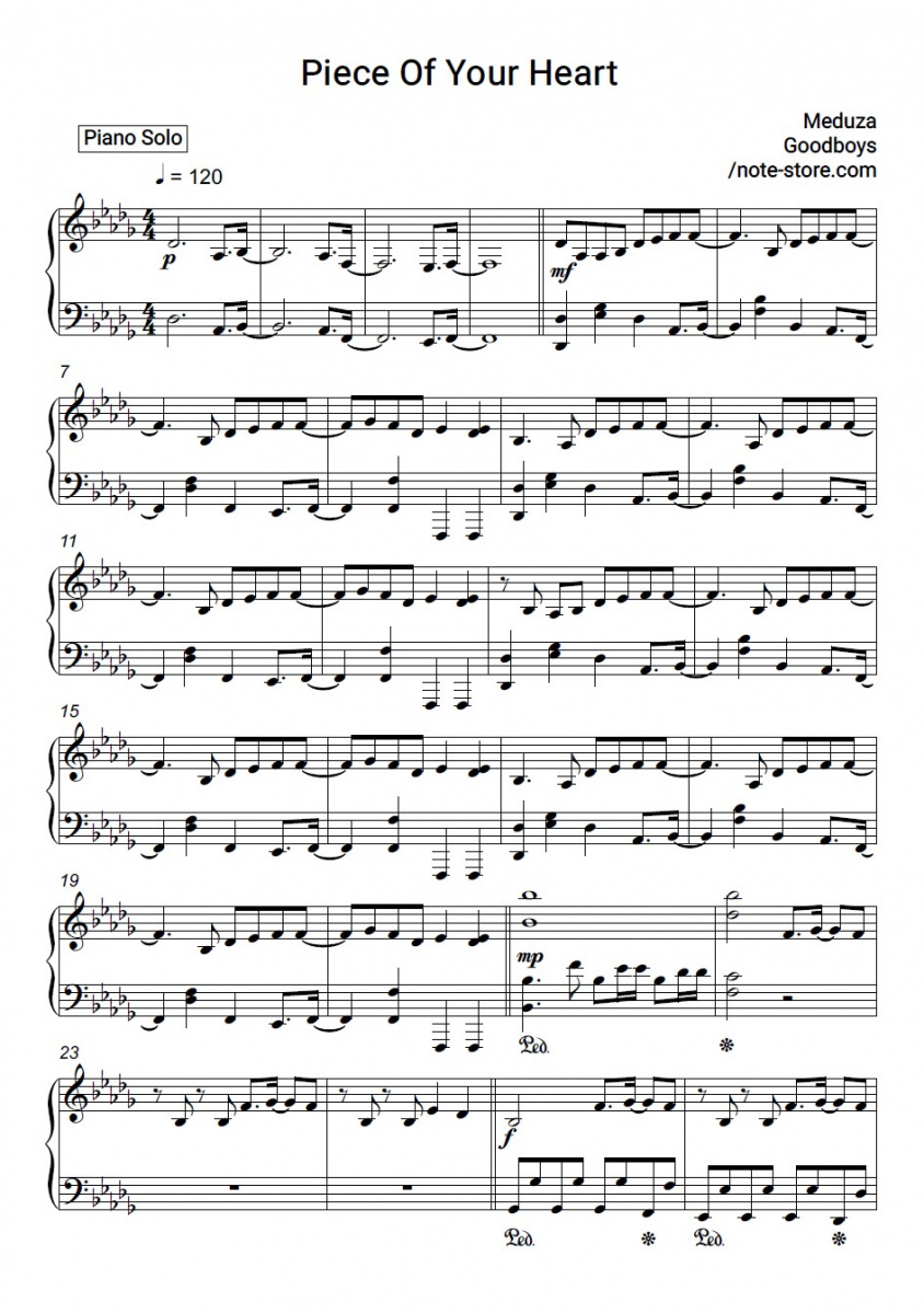 Piece of your heart Sheet music for Piano (Solo) Easy