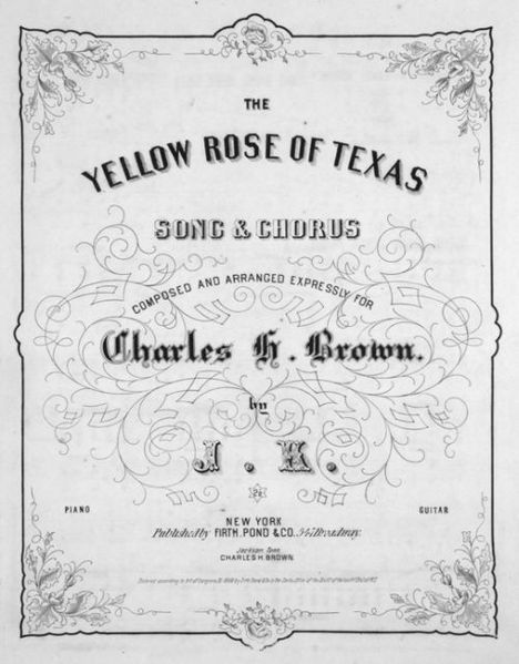Western music - The Yellow Rose of Texas piano sheet music