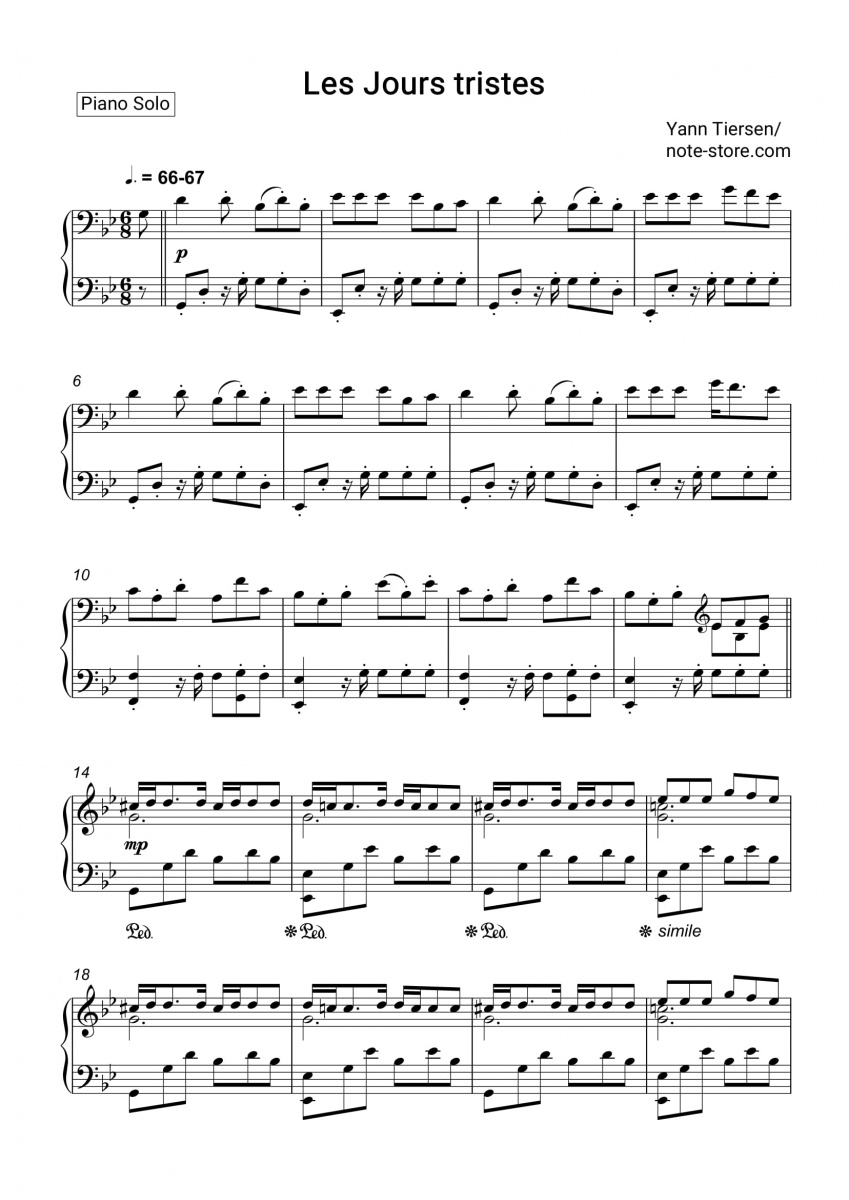 Yann Tiersen Les Jours Tristes Sheet Music For Piano Download Piano Solo Sku Pso0033598 At Note Store Com Comptine d'un autre ete (acoustic guitar) tab by yann tiersen with free online tab player. yann tiersen les jours tristes sheet music for piano pdf piano solo