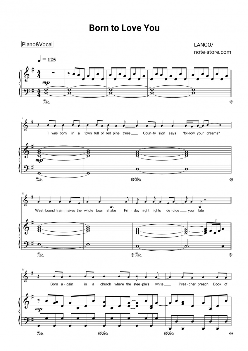 Lanco Born To Love You Sheet Music For Piano Download
