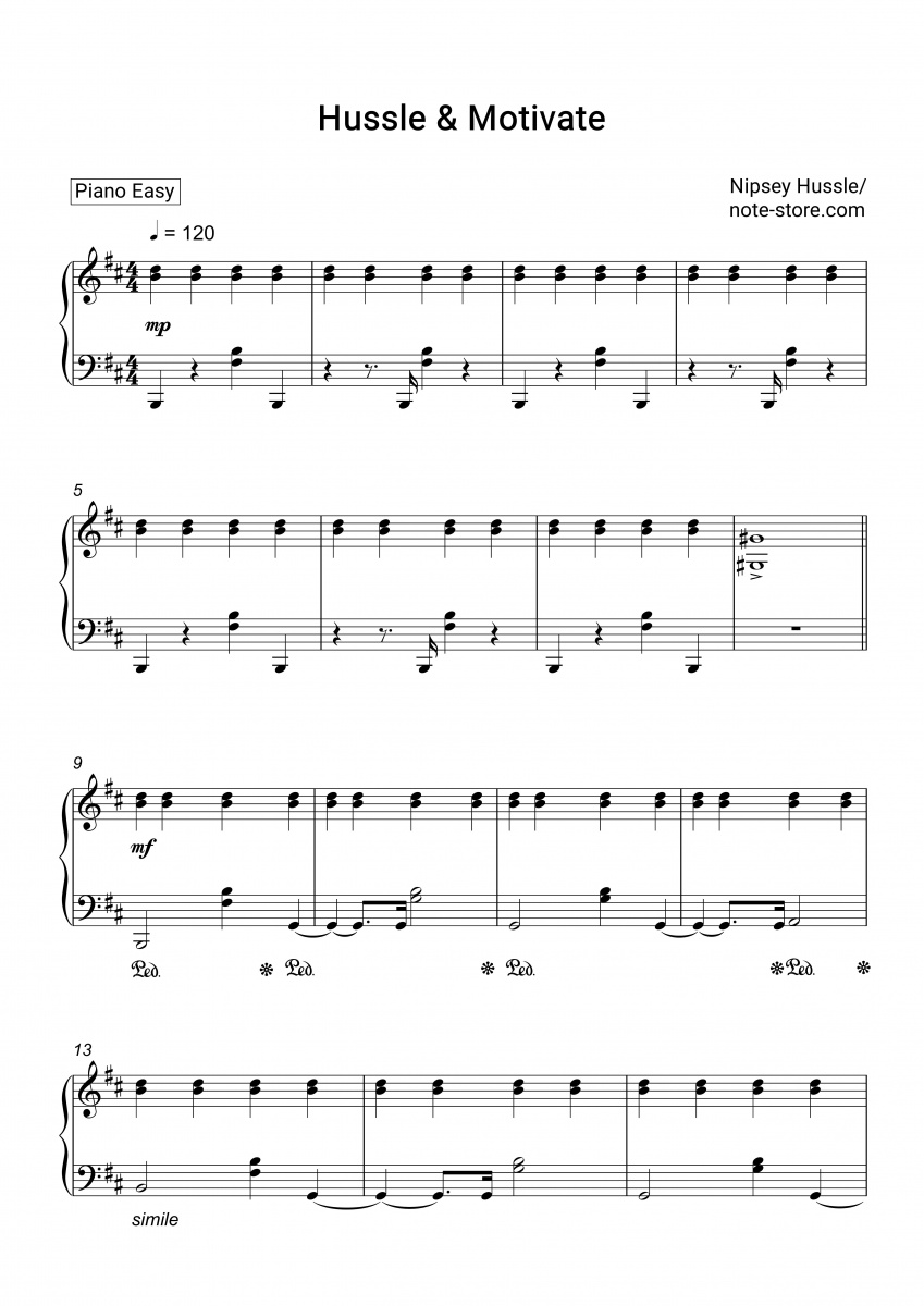 Nipsey Hussle - Hussle & Motivate piano sheet music