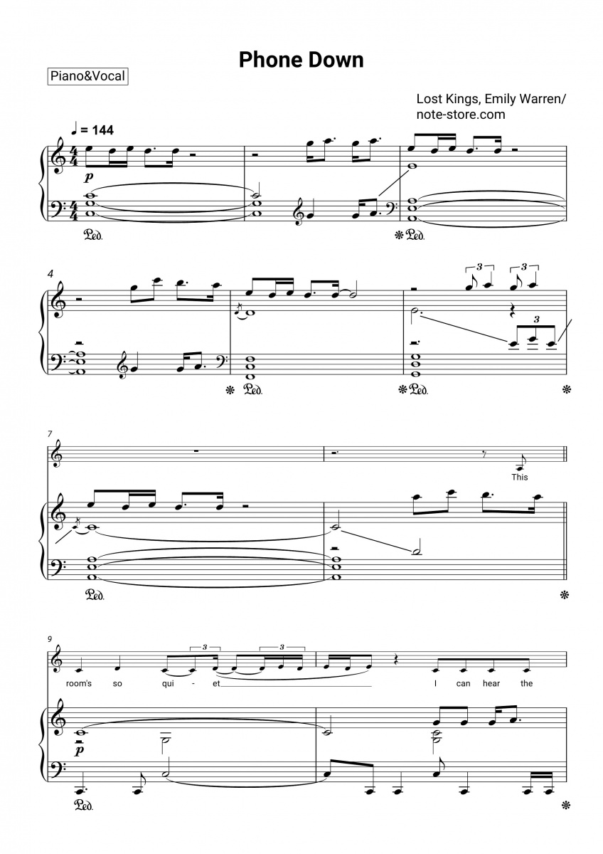 Lost Kings, Emily Warren Phone Down sheet music for piano with