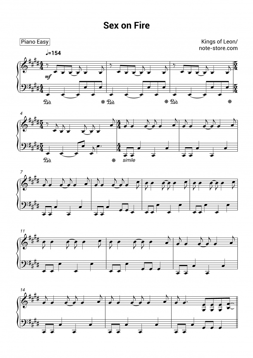 Kings Of Leon Sex On Fire Sheet Music For Piano Download Piano Easy Free Nude Porn Photos 
