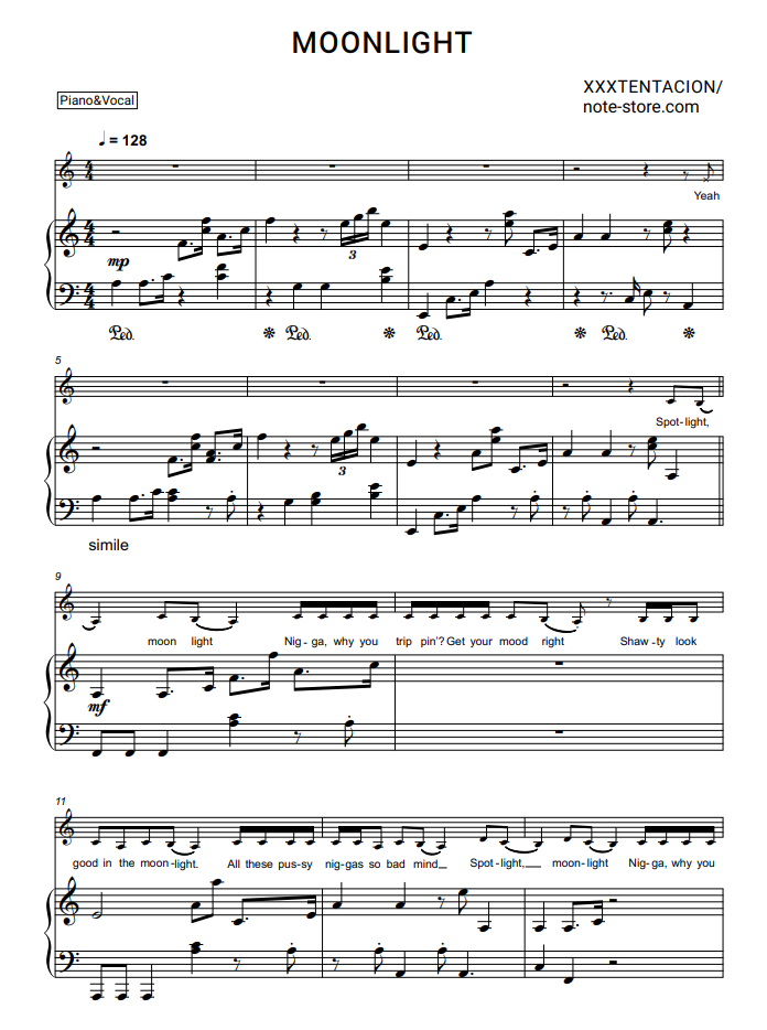Xxxtentacion Moonlight Sheet Music For Piano Download
