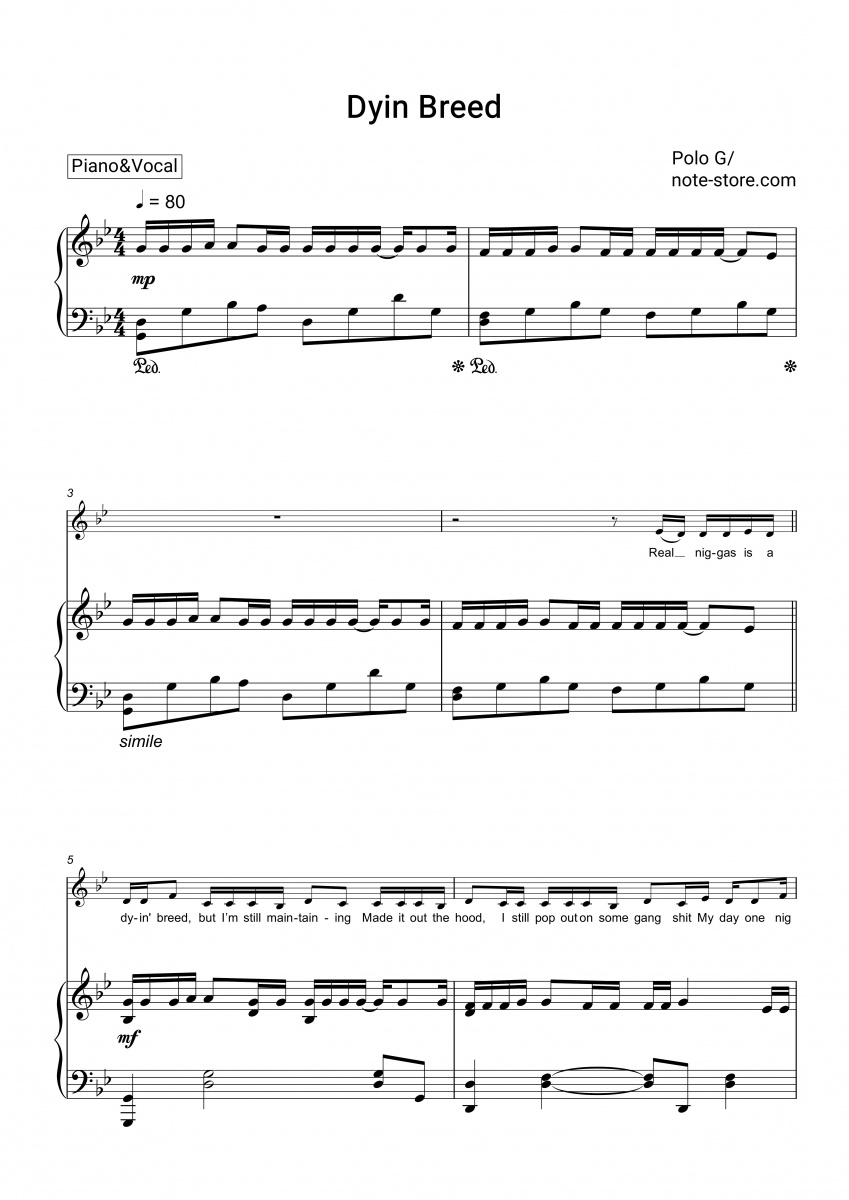 Polo G – RAPSTAR Sheet music for Piano (Solo)