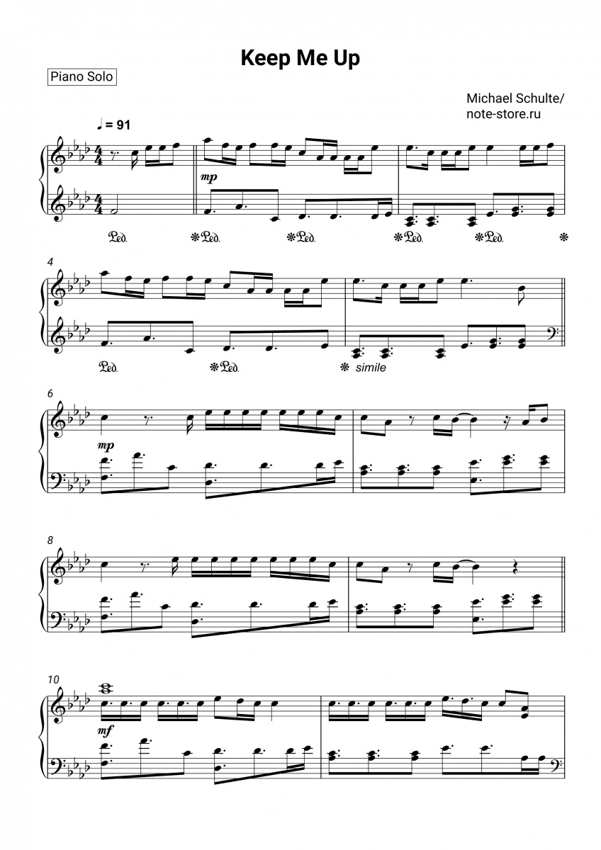 Michael Schulte - Keep Me Up piano sheet music