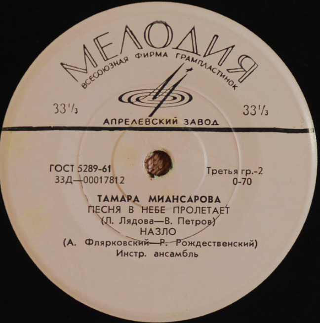 Tamara Miansarova, Liudmila Liadova - Песня в небе пролетает piano sheet music