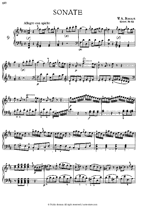 Wolfgang Amadeus Mozart - Sonata №9 piano sheet music