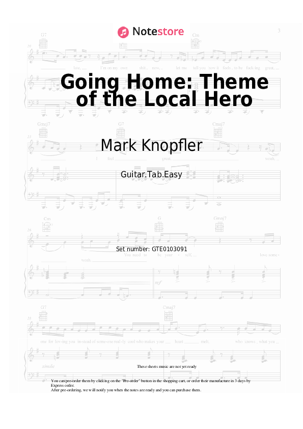 Easy Tabs Mark Knopfler - Going Home: Theme of the Local Hero - Guitar.Tab.Easy