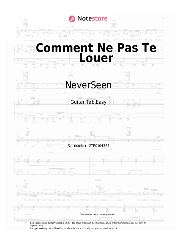 Easy Tabs NeverSeen - Comment Ne Pas Te Louer - Guitar.Tab.Easy
