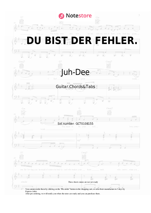 Chords Lune, Juh-Dee - DU BIST DER FEHLER. - Guitar.Chords&Tabs