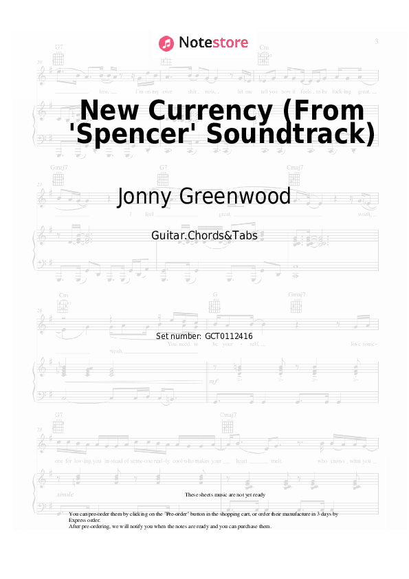 Chords Jonny Greenwood - New Currency (From 'Spencer' Soundtrack) - Guitar.Chords&Tabs