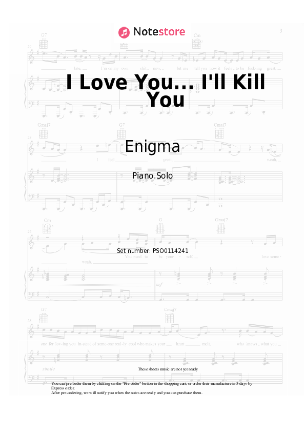 Sheet music Enigma - I Love You... I'll Kill You - Piano.Solo