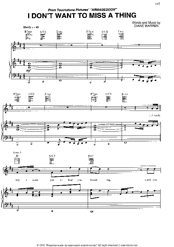 Crazy Sheet Music by Aerosmith for Piano/Keyboard and Voice