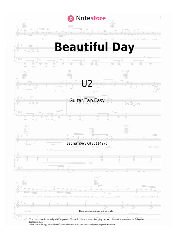 Easy Tabs U2 - Beautiful Day - Guitar.Tab.Easy