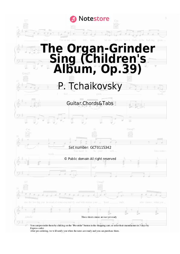 Chords P. Tchaikovsky - The Organ-Grinder Sing (Children's Album, Op.39) - Guitar.Chords&Tabs