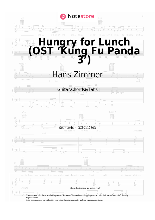 Chords Hans Zimmer - Hungry for Lunch (OST ‘Kung Fu Panda 3’) - Guitar.Chords&Tabs