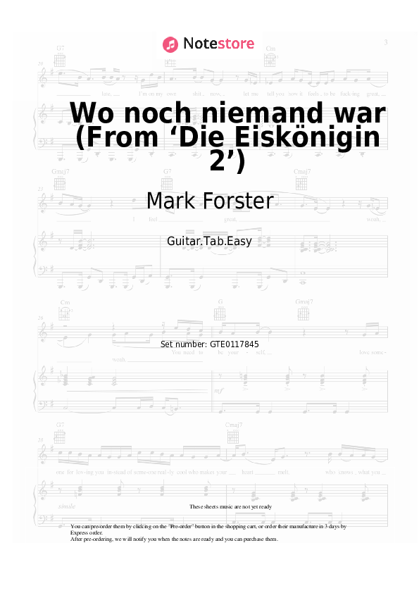 Easy Tabs Mark Forster - Wo noch niemand war (From ‘Die Eiskönigin 2’) - Guitar.Tab.Einfach