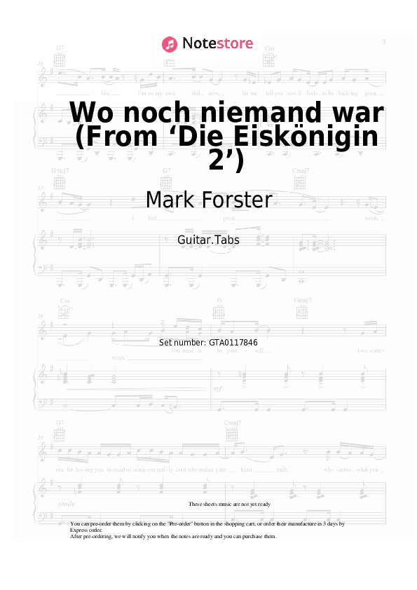 Wo noch niemand war (From ‘Die Eiskönigin 2’) - Mark Forster Tabs - Guitar.Tabs