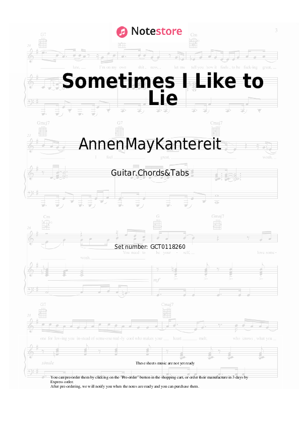 Chords AnnenMayKantereit - Sometimes I Like to Lie - Guitar.Chords&Tabs
