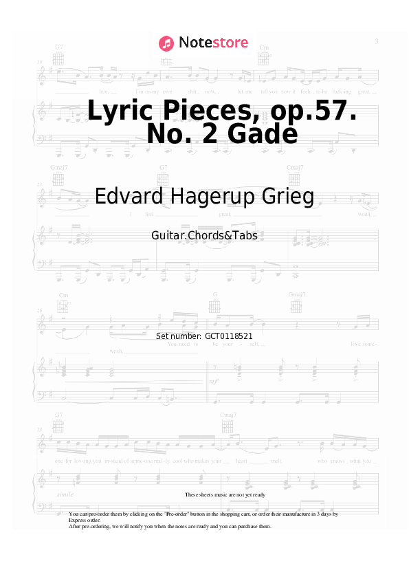 Lyric Pieces, op.57. No. 2 Gade - Edvard Hagerup Grieg Chords and Tabs - Guitar.Chords&Tabs