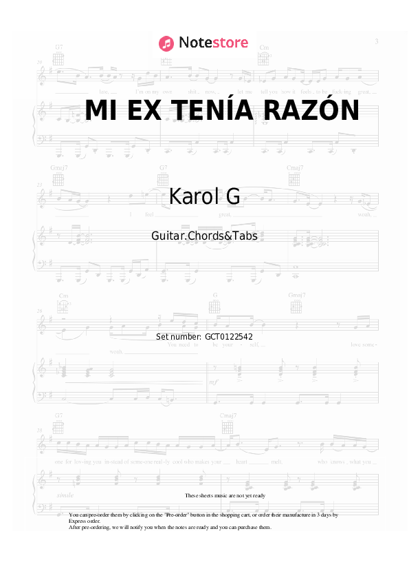 Chords Karol G - MI EX TENÍA RAZÓN - Guitar.Chords&Tabs