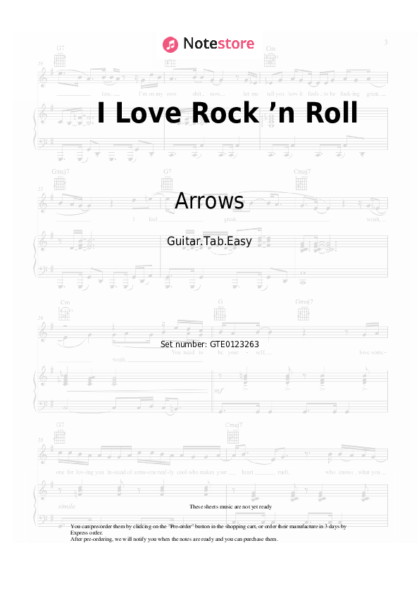Easy Tabs Arrows - I Love Rock ’n Roll - Guitar.Tab.Easy