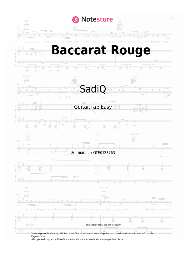 Baccarat Rouge - SadiQ, Haaland936 Tabs Easy - Guitar.Tab.Easy